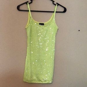 Lime green sequined spaghetti strap top